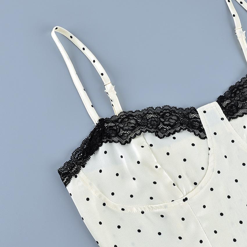Spring And Summer New Polka Dot Lace Camisole Top European And American Style Versatile For Commuting Women'S Top
