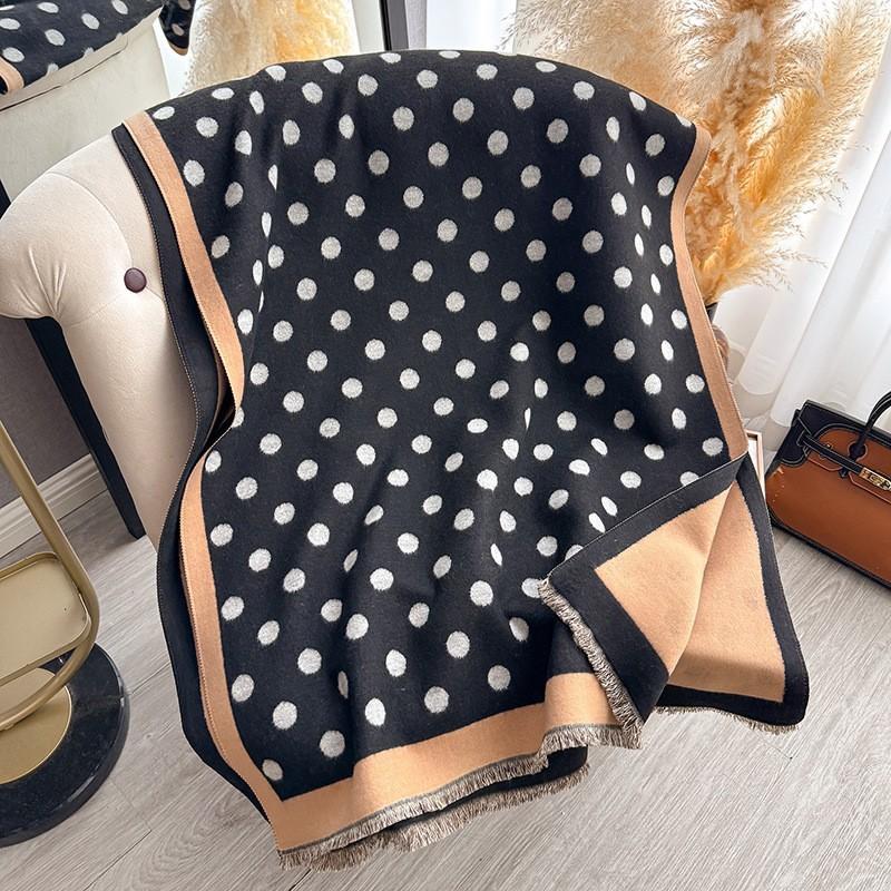 Autumn and Winter Polka Dot Temperament Imitation Cashmere Scarf Women's Double-sided Versatile Shawl Winter Warm Neck Scarf
