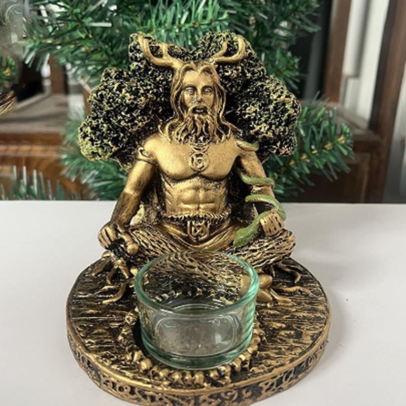 Ancient Rome Cernunnos Sitting Statue Sculpture Celtic God Candles Holder Mythology Goddess Desktop Home Decor Crafts Figurine