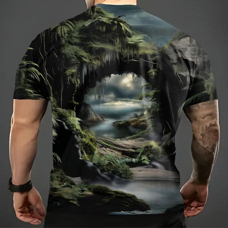 Fashionable Digital Printed Summer Comfortable Men's Round Neck Short Sleeved T-shirt Suitable for Outdoor Activities