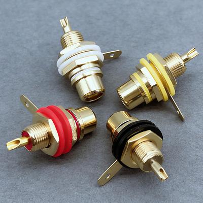 Pure Copper Gold-Plated RCA Plug Socket for Front Speaker Amplifier AV Audio Video Signal DIY Lotus Base Adapter