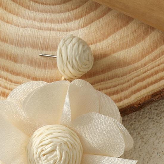 Boho Blume Hängeohrringe Damen Stoffblume Hängeohrringe Handgefertigt Leichte Florale Hängeohrringe für Urlaub Sommer Strand