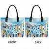  Watercolor Cityscape Tote Bag Casual Large Capacity Handbag For Daily Shopping Travel