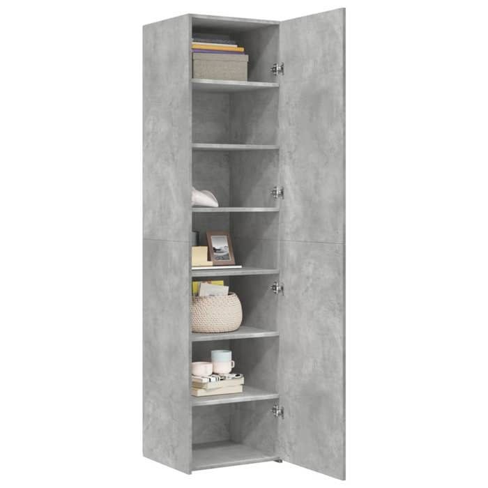 VidaXL Buffet haut gris béton 45x42,5x185 cm bois d'ingénierie, buffet, armoire de rangement, panneau latéral, armoire, 3281409