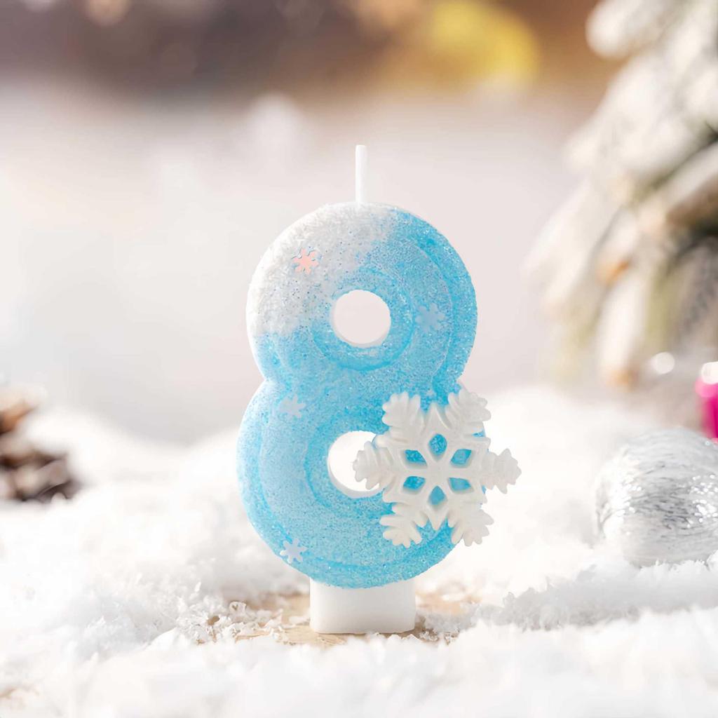 Snowflake Number Birthday Candles for Cake Party Decoration - Handmade for First Birthday