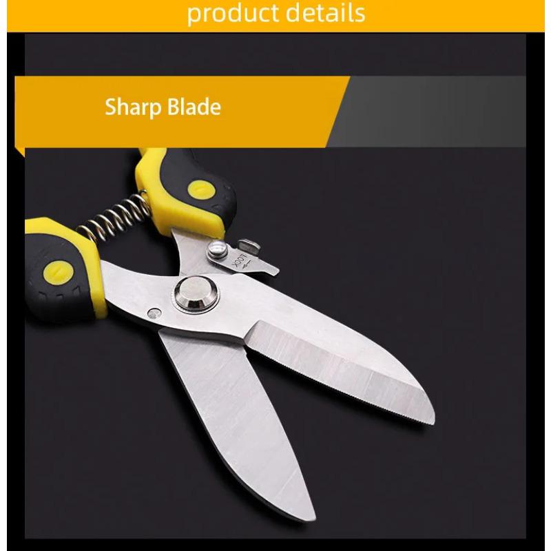 8inch Stainless Steel Sharp Blade Garden Shears PP+TPR Handle Bypass Professional Electrician's Iron Wire Cutting Tool Scissors