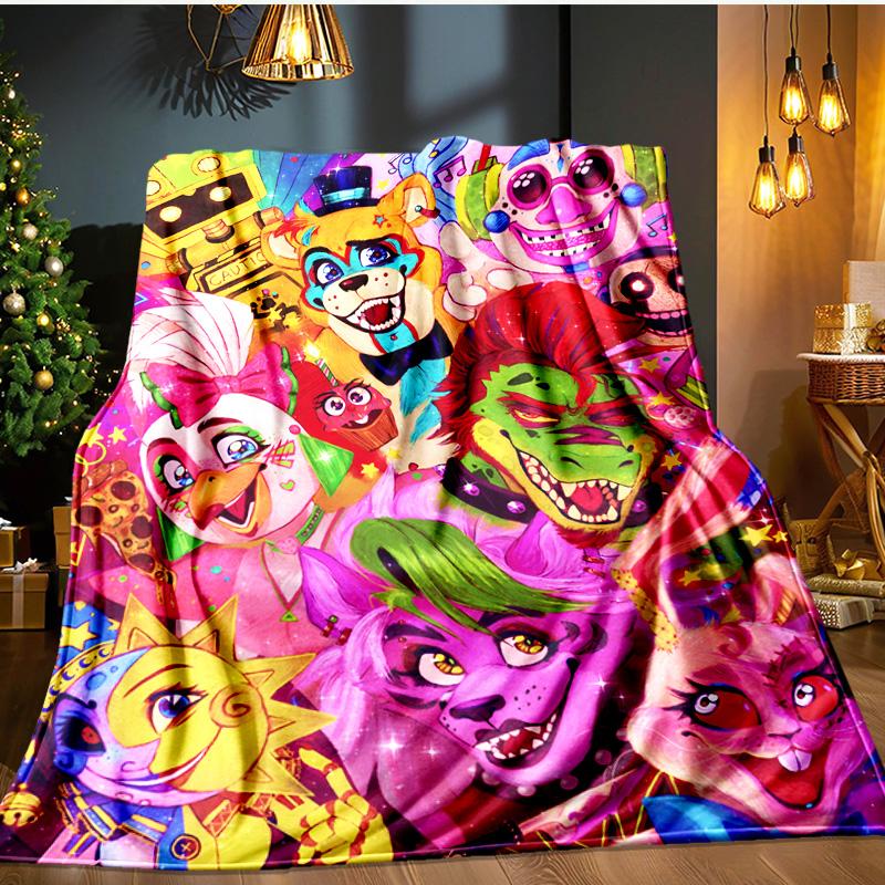 Five Nights Party Blanket Flannel Throw for Sofa, Indoor, Camping, Living Room, Office, Chair, And Bed Soft Birthday Gift