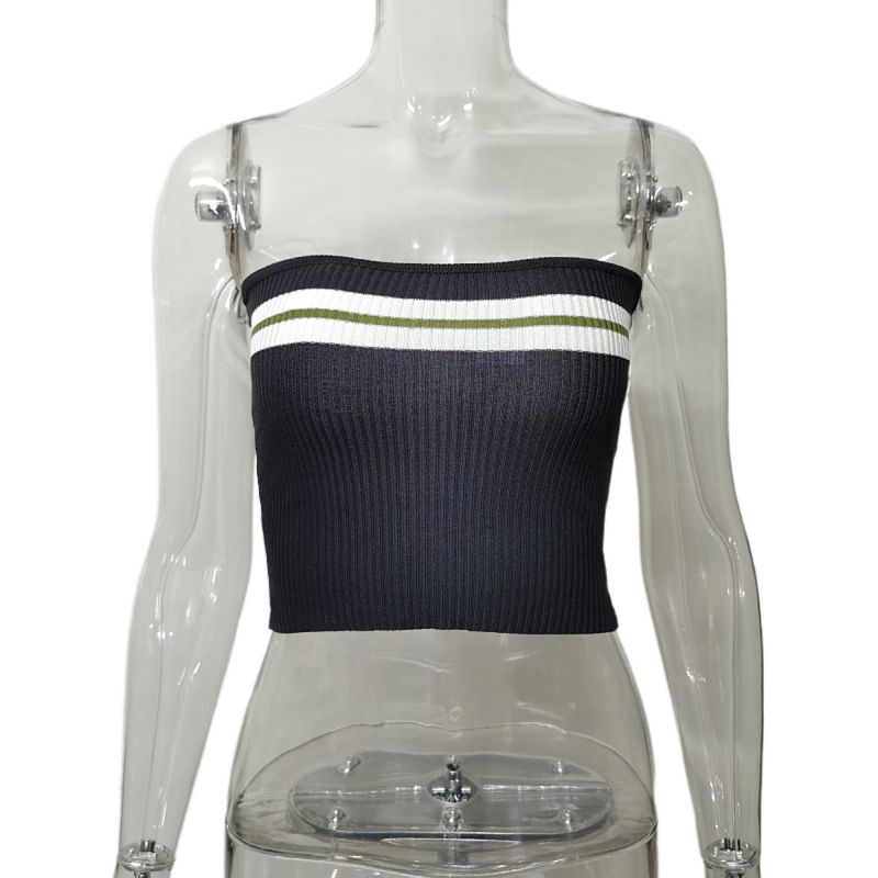 

Fashion Sexy Knitting Female Summer Striped Outerwear Small Sling Black S