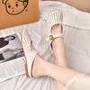 French breathable hollow bag head half slippers 2025 new women's summer wear one word with low wedge heel sandals Muller shoes