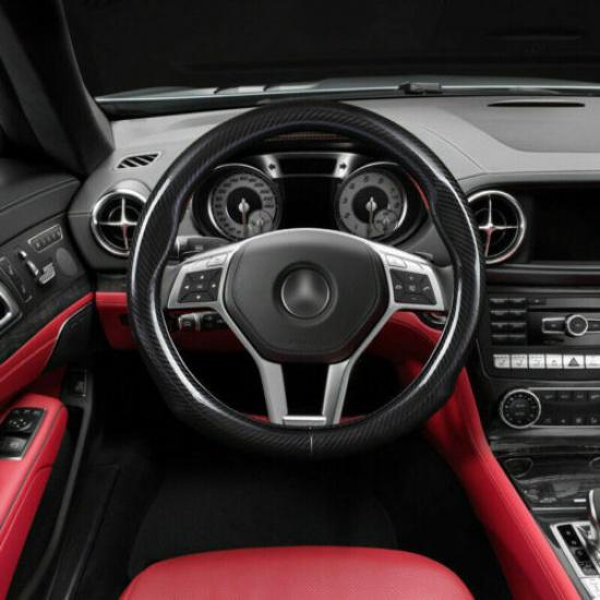 Car Styling 38cm Carbon Fiber PVC Car Steering Wheel Cover Case for BMW Benz
