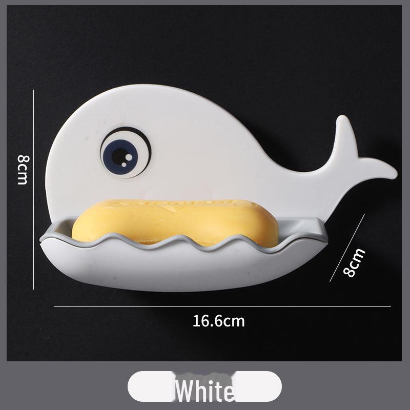 

Мультяшная настенная двухслойная мыльница со сливом - полка для хранения в ванной комнате для общежитий 15x7.5 грязно-белый