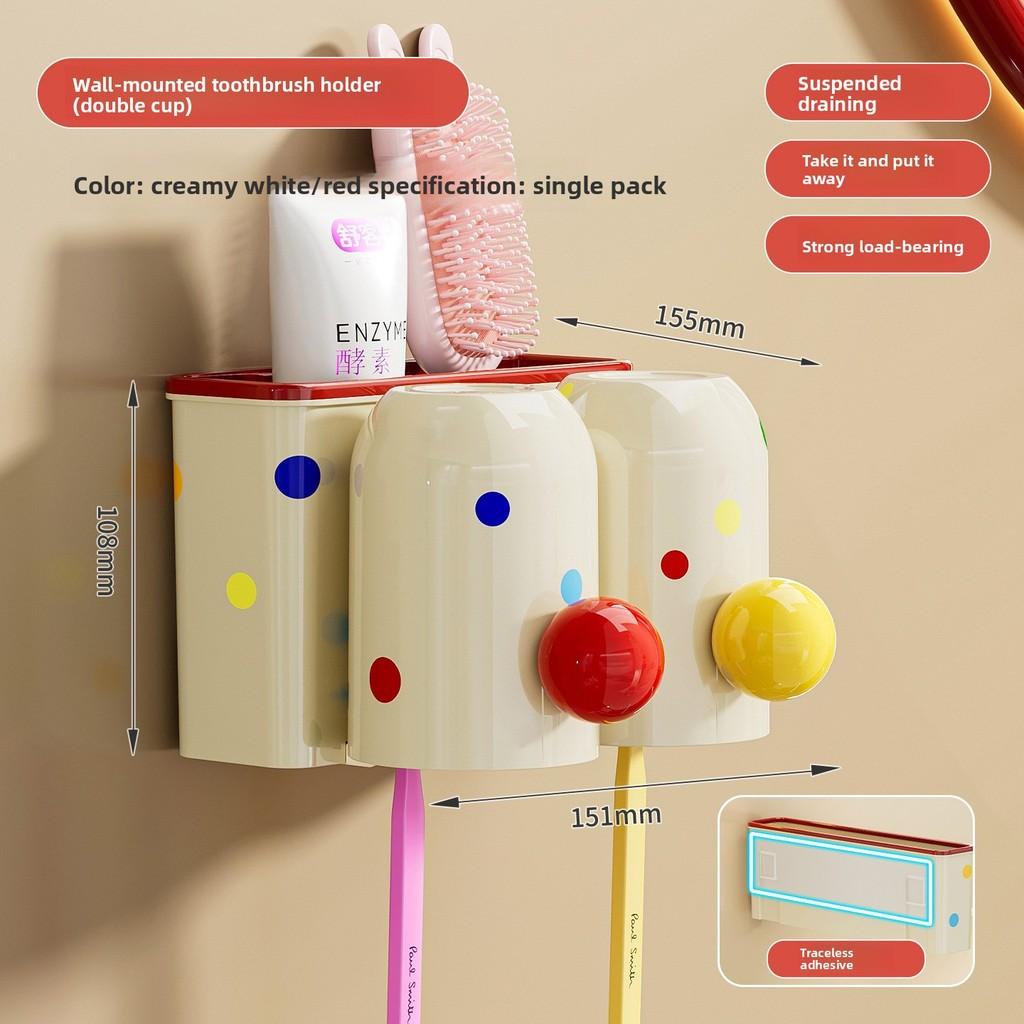 Magnetic Toothbrush Holder With Cups For Bathroom Wall Storage