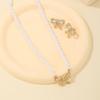 Delicate Bowknot Pendant Necklace and Earrings Combo Graceful Women's Neckchain and Ear Studs Jewelry Set Collection