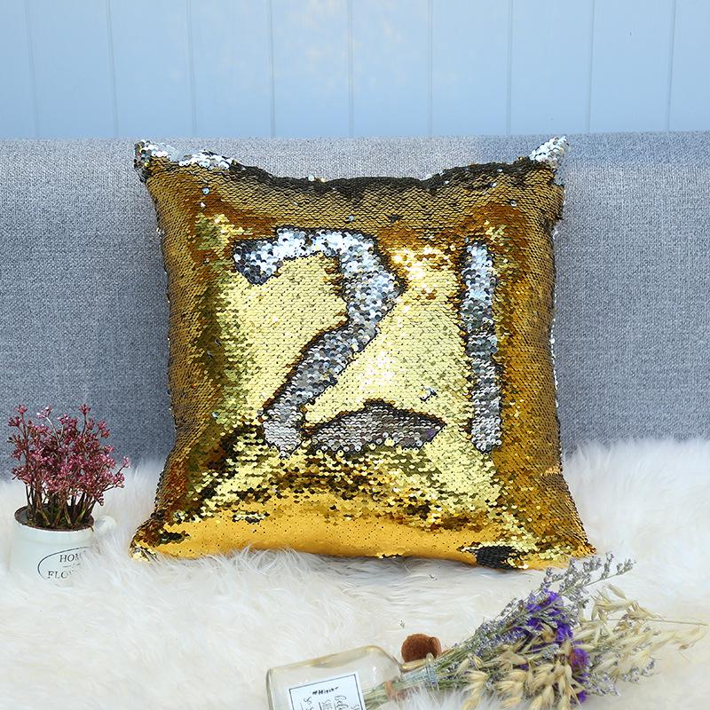 Sequined Pillowcase Contrasting Color Digital Series Cushion Cover Car Sofa Bedside Cushion Cover