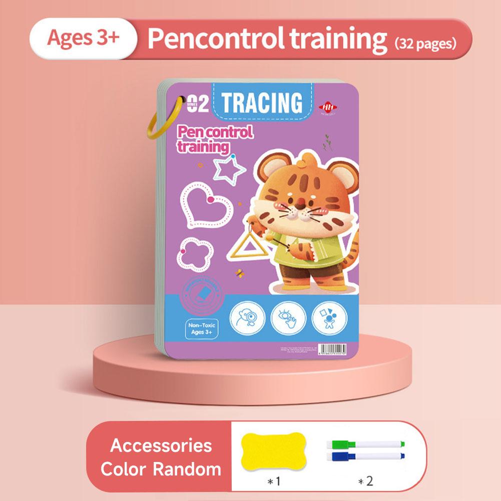 32 Page Reusable Magic Practice Notebook Set Magical Tracing Workbook Montessori Educational Books for Children Pen Control Learning Writing Skills