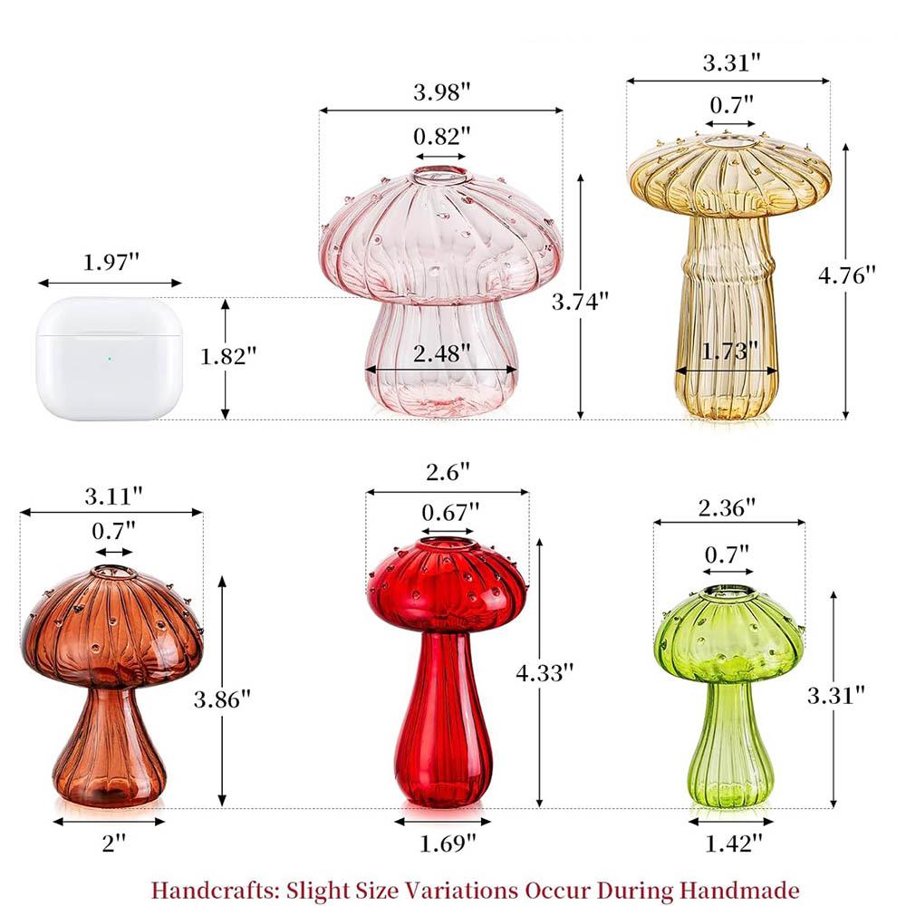 

Mushroom Propagation Vase, Colored Flower Vases Decorative, Unique Small Glass Vases for Flowers,Hydroponic Bud Vase for Bedroom