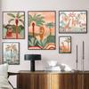 Boho Dschungeltiere Tiger Affe Giraffe Kokospalme Poster Kinderzimmer Leinwandgemälde Wandkunst Druck Bild Baby Kinderzimmer Dekor