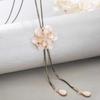 Japanese-Korean Women's Cat's Eye Flower Tassel Necklace - Fashionable, Versatile Sweater Chain 