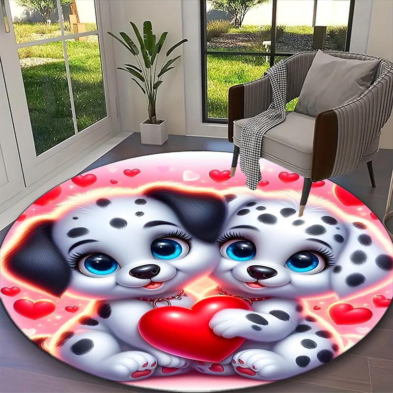 1pc Dog Rug, Digital Printed Home Chair Sofa Mat, Durable Office Round Carpet, Beautiful Festival Decorations