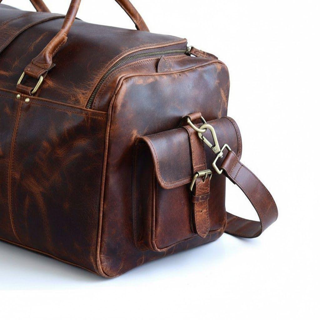 Brown Leather Travel Gift Set For Men|Birthday Gifts Men|Guy Gifts|Mens Gift|Valentines Day Gift For Him|Handmade Duffle Bag