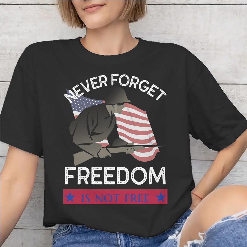 Unisex WoUnisex May We Never Forget Freedom Isnt Free Shirt Pure Cotton Graphic Printing Tee Shirts Clothing Outfits
