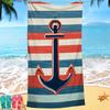 Nordic painted ship anchor digital-printed polyester Superfine fiber double-sided fleece Beach vacation bath towel, beach towel