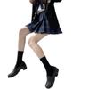 JK Spice Girl Student Velvet Pure Black Short Medium Tube Calf Half Over Knee White Stockings Children Summer Spring and Autumn