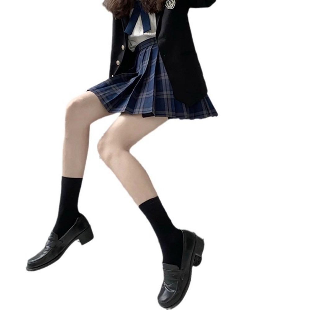 JK Spice Girl Student Velvet Pure Black Short Medium Tube Calf Half Over Knee White Stockings Children Summer Spring and Autumn