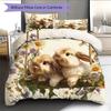 Two Rabbits Pattern Bedding Home Decoration Birthday Gift (1 * Duvet Cover + 2 * Pillowcase, Without Core)