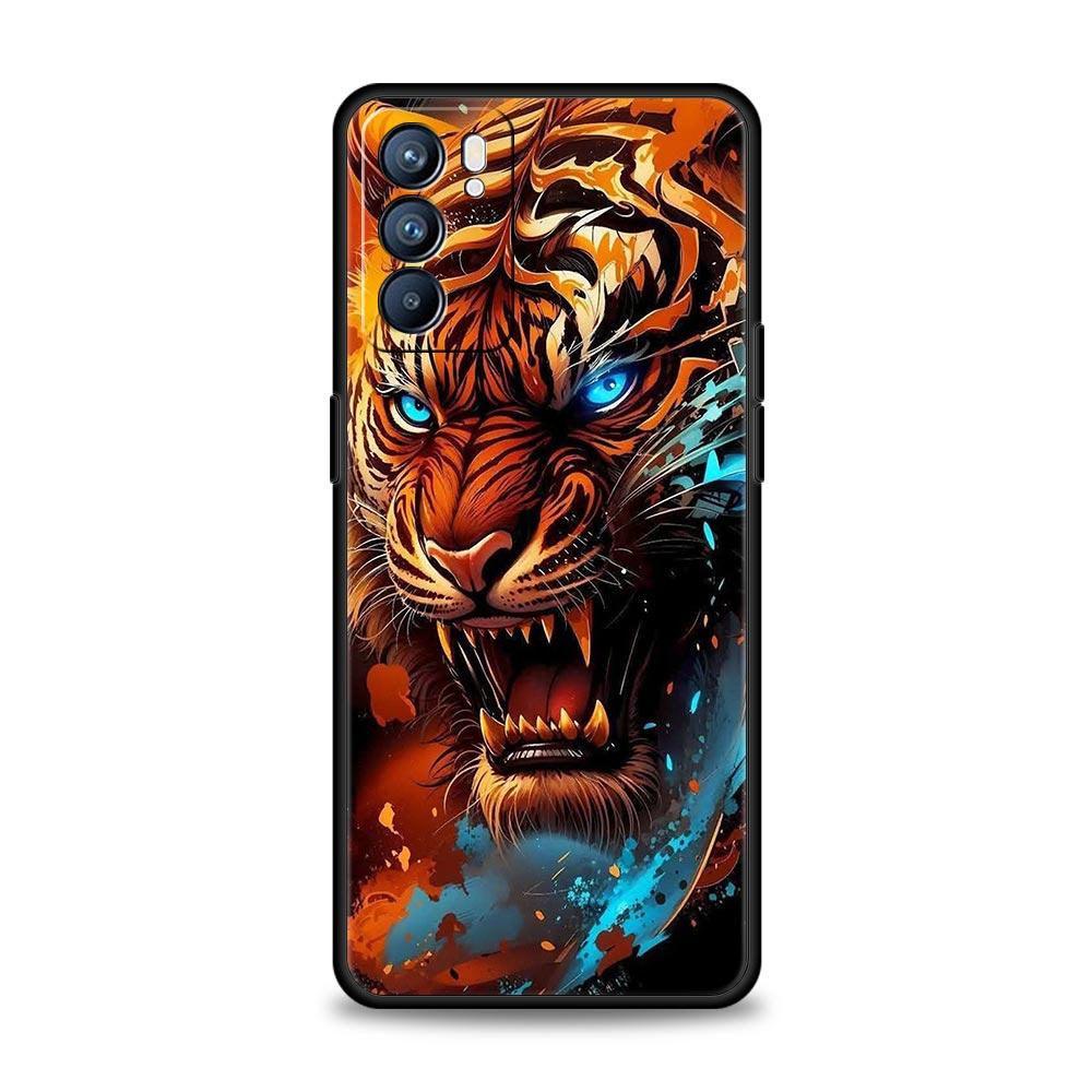 Phone Case Cover For Oppo A17 A31 A54 A57 A78 A79 Find X5 X6 Reno 7 8 10 11 12 13 F Pro 5G Soft TPU Shell Cartoon Tiger Pattern