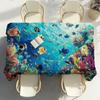 Sea World Fishes Table Cloth Party Decor Dining Room Home Kitchen Patios Waterproof Stain-Proof Table Cloth