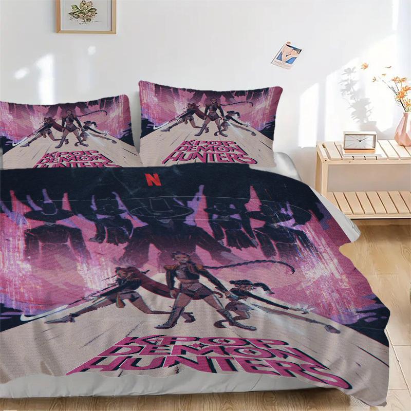 

K-Pop Demon Hunters Bedding Set Comforter Cover Gift for Bedroom,Includes 1 Cover and 2 Pillowcases, No InsertB664 135x200cm