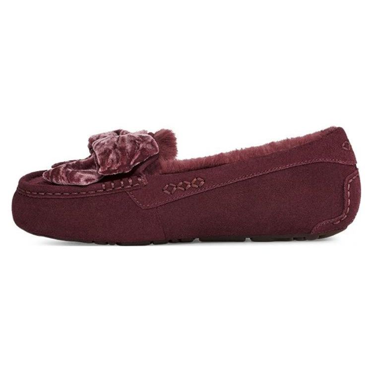 UGG Leisure Ruched Velvet Bow Flat Shoes Women Flats 1138650
