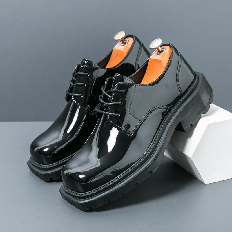 Size 38-45 Classic Men Derby Shoes Men Thick Soled Breathable Fashion Big Head Leather Shoes American Gentlemen Social Shoes