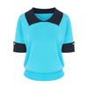 SELLY'S Pearl Color Block Collared Short Sleeve Knit_I6B-Ckn012