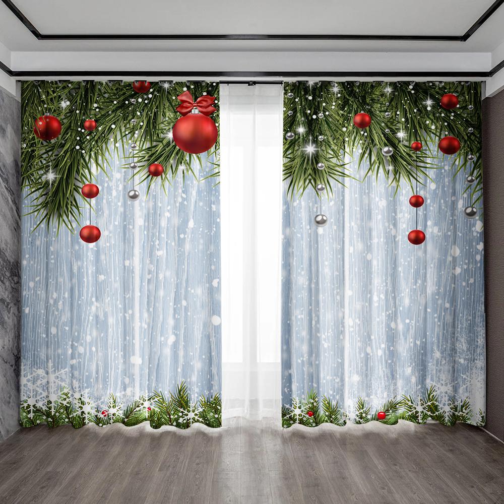 

Home Decoration Printed Curtains Happy Birthday Cake Merry Christmas Kitchen Coffee Shop Living Room Balcony Garden Curtain Polyester Ideal For W100*H70(CM)-Grommet top&1PCS
