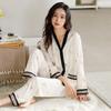 Pajamas Ladies Summer Silk Ice Silk Long Sleeve Homewear Simulation Silk Spring and Autumn Thin Skinny Suit