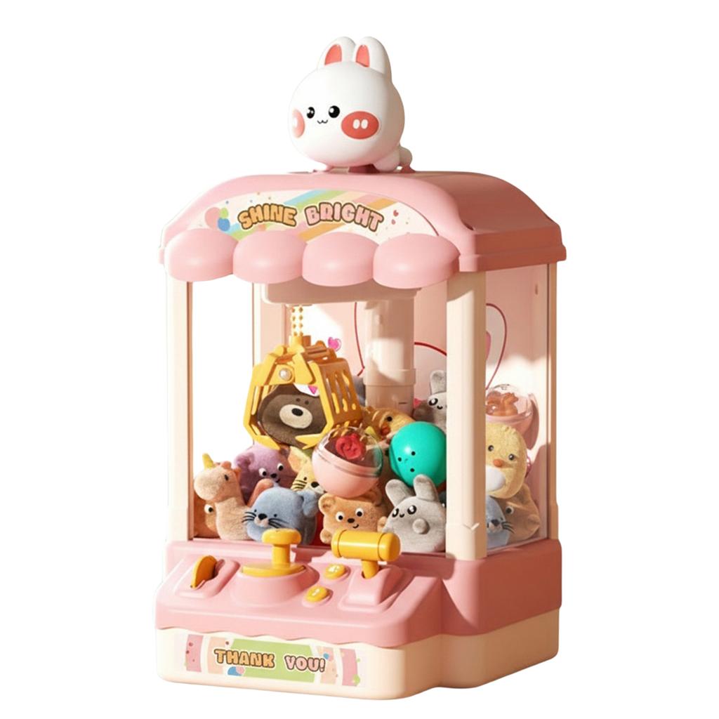 Lovely Claw Machine with Sound & Plush Toys Mini Plush Toys Prize Dispenser USB Charging Birthday Gifts For Girls 3 To 8 Years