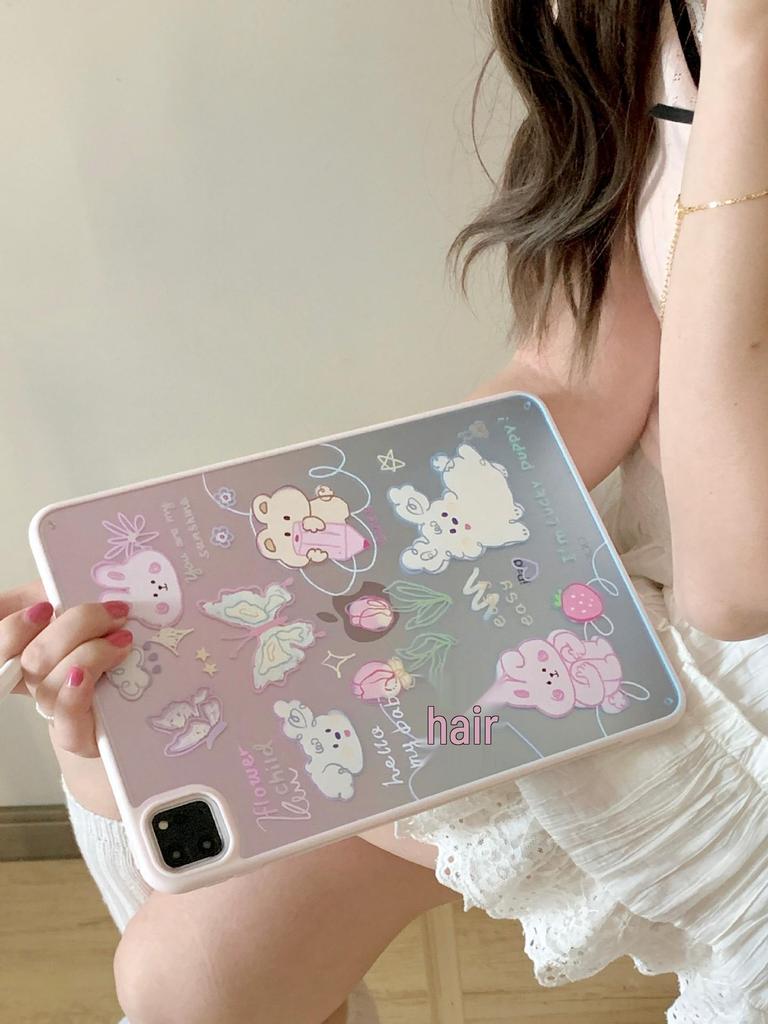 Acrylic Butterfly Tulip Rabbit Case for iPad Pro (2021-2025)