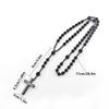 Europäischer Stil Handgefertigt Imitation Perlen Kreuz Rosenkranz Halskette, Unisex Pullover Kette Anhänger