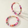 Autumn new mixed-color soft pottery piece circle earrings women's hip-hop exaggerated C-shaped earrings
