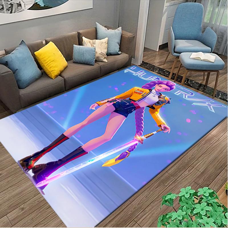 [1pc Kpop Demon Hunters Office Chair Carpet] Digital Printed Area Rug for Home & Game Room Use, Soft Indoor Sofa Chair Mat