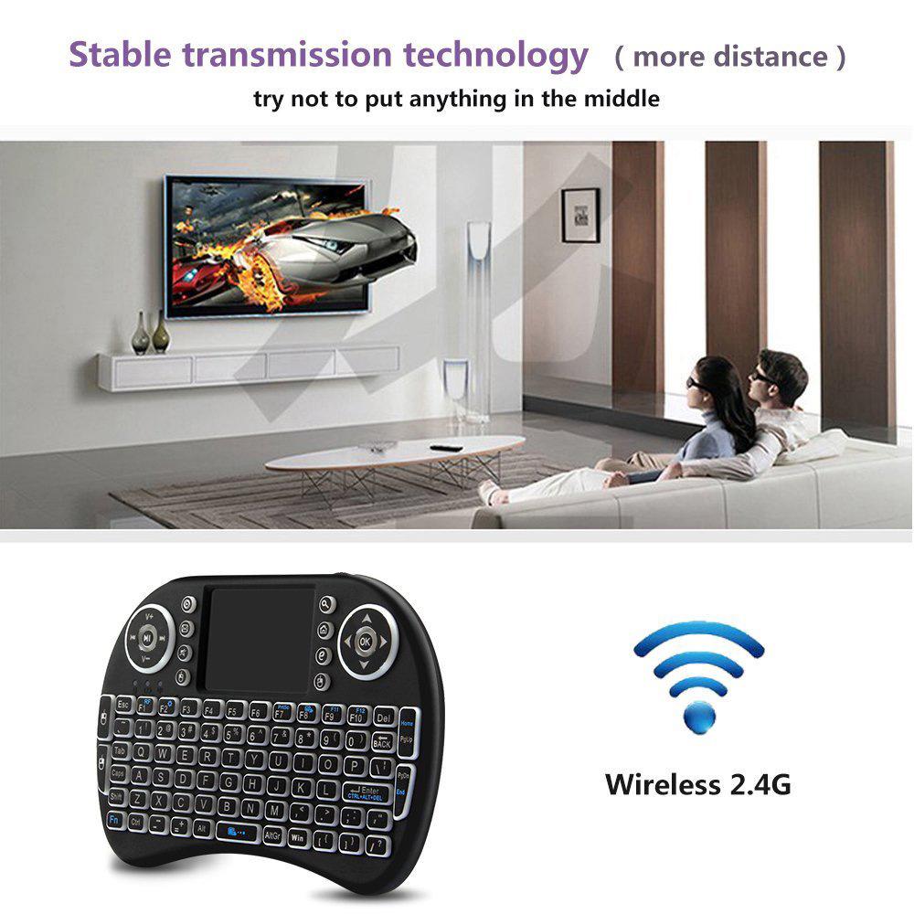 Bluetooth 2.4G Colorful Backlight Russian Spanish Air Mouse Remote Touchpad for Android TV Box PC I8 Mini Wireless Keyboard