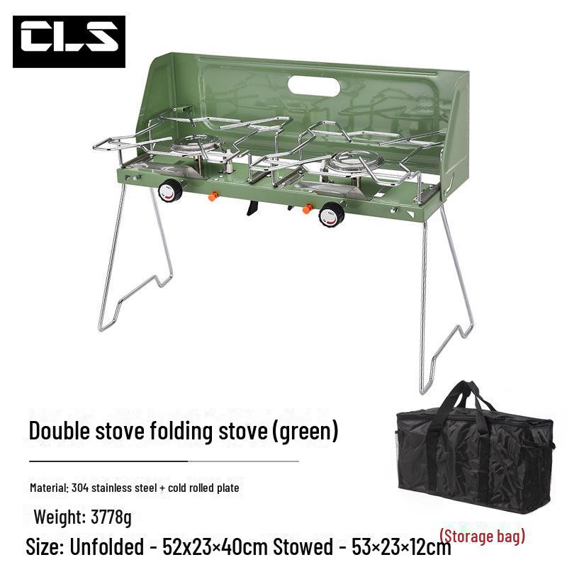 Outdoor Camping Double-Burner Gas Stove for Car Self-Driving
