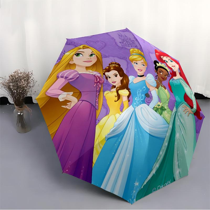 1pc Disney Princess Folding Umbrella, Automatic Folding. It Has Eight Sturdy Ribs, Making It Convenient for Outdoor Use Yy0729003