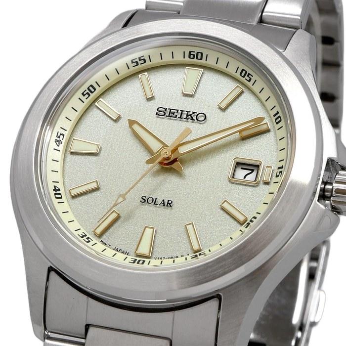 Seiko Solar Quartz Watch SBPN069 Silver Champagne Men's