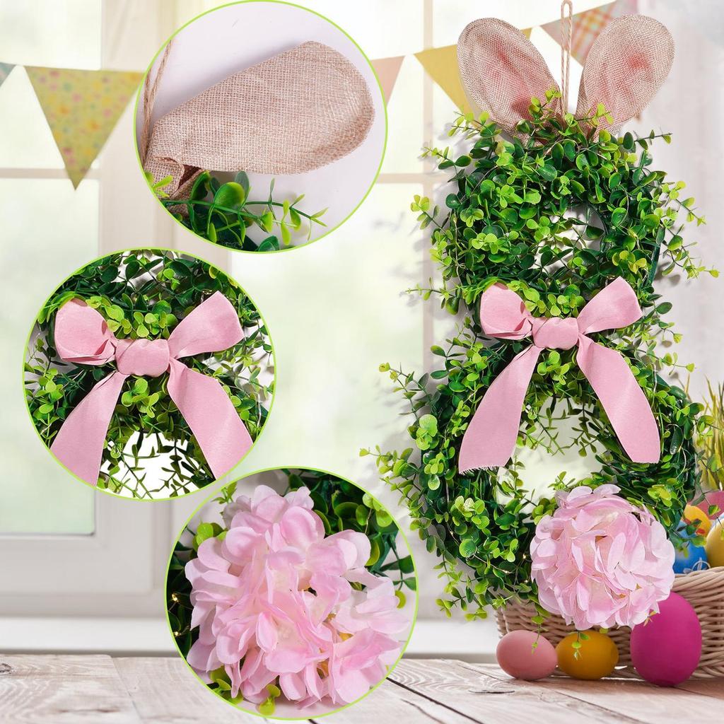 Easter Wreath for Front Door Wall Hanging Creative Festive Garland with Light for Farmhouse Festival Wedding Office Party Favors