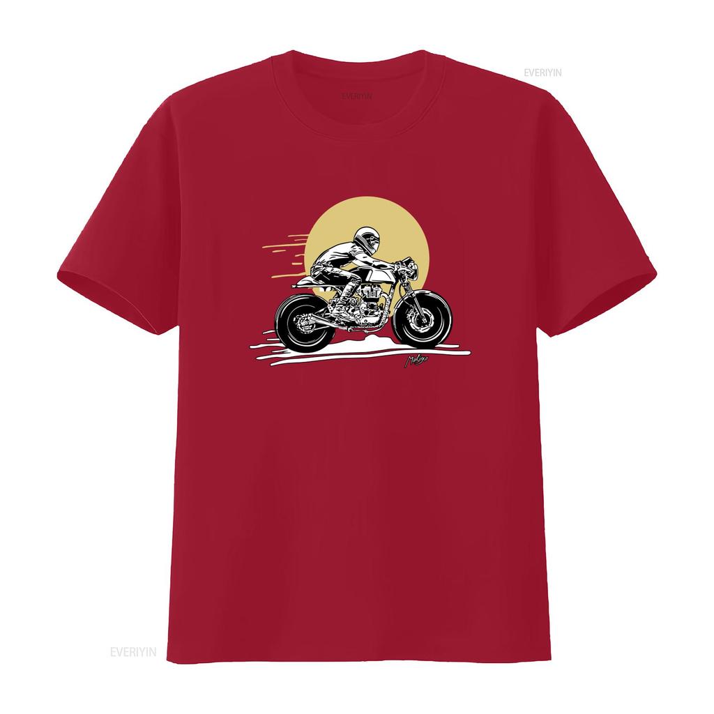 Stylish Mens Motorcycle Rider Print T Shirt In Black with Grey and Yellow Details Sizes S To 5XL Vintage Washed Versatile
