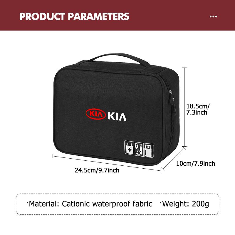 BCBCPD1 For KIA Large Capacity USB Data Line Charger Plug Storage Bag Waterproof Digital Organizer K5 K2 Rio Optima Sportage Venga