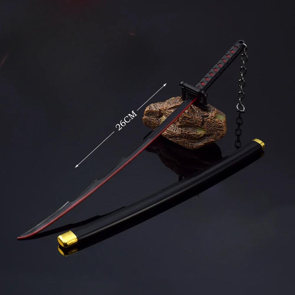 Swords Ornament 26cm Metal Anime Weapon Model Katana Samurai Kurosaki Ichigo Ban Kai Zangetsu Anime Weapon Alloy Model Home Dec